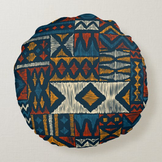 Kitengue chitenge Pattern Africa ラウンドクッション (裏面)