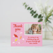 Kites in Sky Pink Girl Photo Birthday ポストカード (スタンド正面)