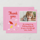 Kites in Sky Pink Girl Photo Birthday ポストカード (正面/裏面)