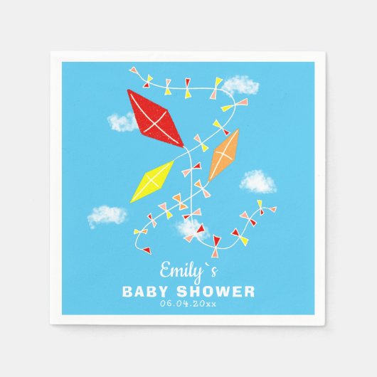 Kites in the Sky Boy Baby Showerパーティー スタンダードカクテルナプキン (正面)