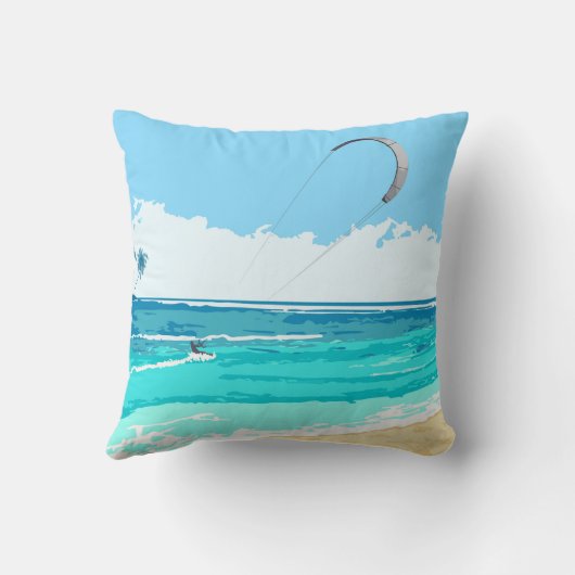 Kitesurfの青の枕 クッション (裏面)