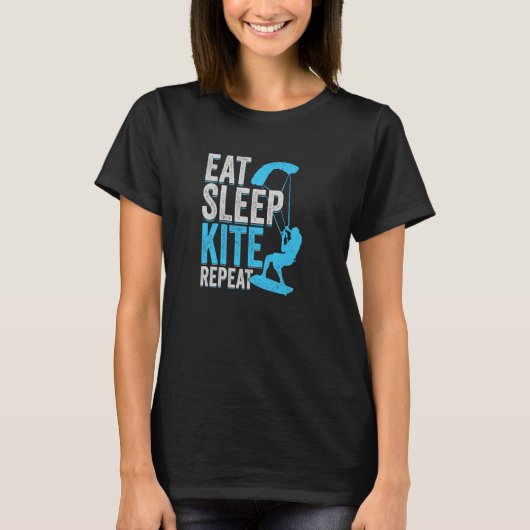 Kitesurfer食べに対してSleep Kiteが繰り返し Tシャツ (正面)