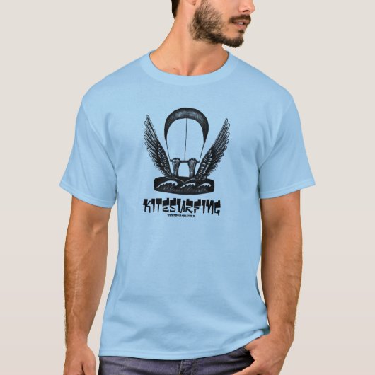 Kitesurfingのペンインクスケッチの芸術のTシャツ Tシャツ (正面)
