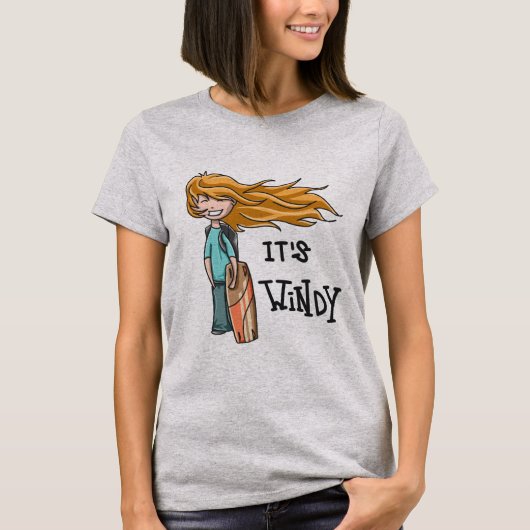 Kitesurfingの女の子のデザイン#1 Tシャツ (正面)