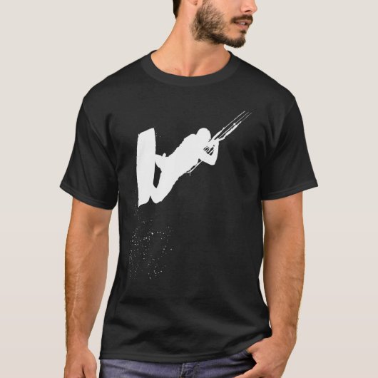 Kitesurfing Action Kite And Surf Silhouette White Tシャツ (正面)