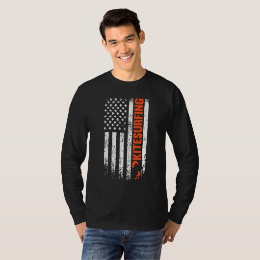 Kitesurfing us flag kiteboard essential kite sport tシャツ (正面フル)