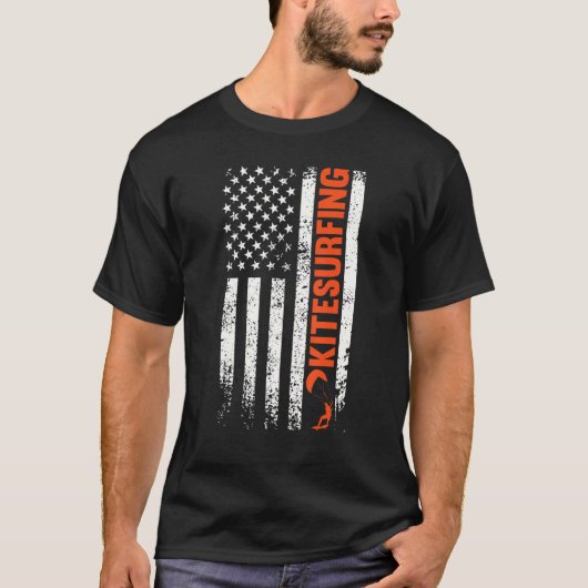 Kitesurfing us flag kiteboard essential kite sport tシャツ (正面)