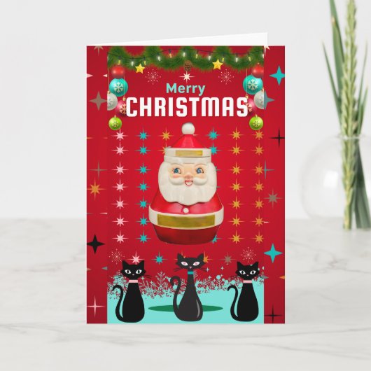 Kitschmas壮観:サンタとスターバストカード カード (正面)