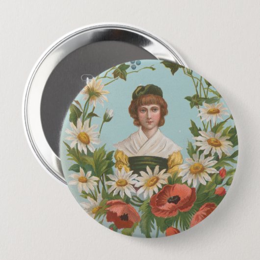 Kitschy Retro German Valentine's Card, 1884 缶バッジ (正面&裏面)