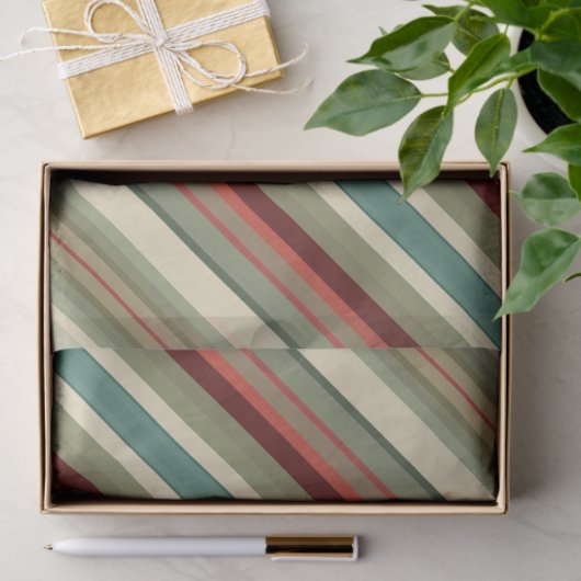 Kitschy Santa and Ornaments Complimentary Stripes 薄葉紙 (ギフト)