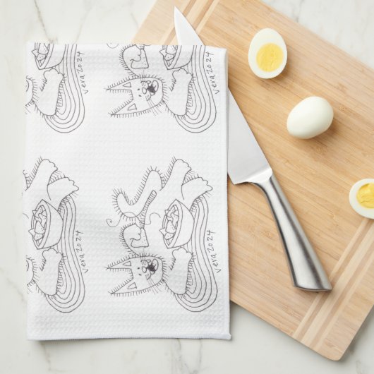 Kitsu Kitsa Cat Ukrainian Perogies キッチンタオル (四つ折り)