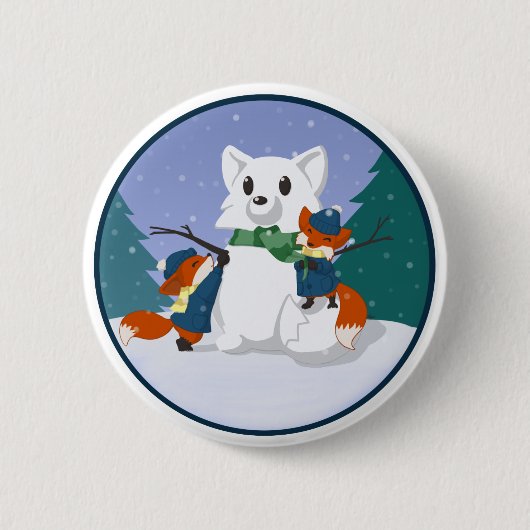 Kitsuneの雪日ボタン 缶バッジ (正面)