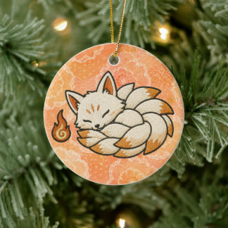 Kitsune Ceramic Ornament | Japanese Nine Tailed Fo セラミックオーナメント