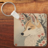 Kitsune & cherry blossom キーホルダー (正面)