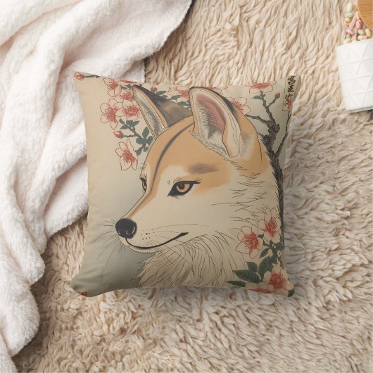 Kitsune & cherry blossom クッション (ブランケット)