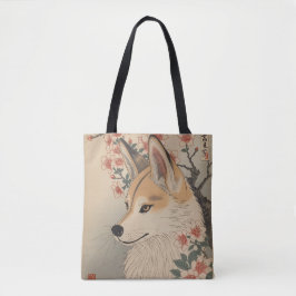 Kitsune & cherry blossom トートバッグ