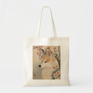 Kitsune & cherry blossom トートバッグ