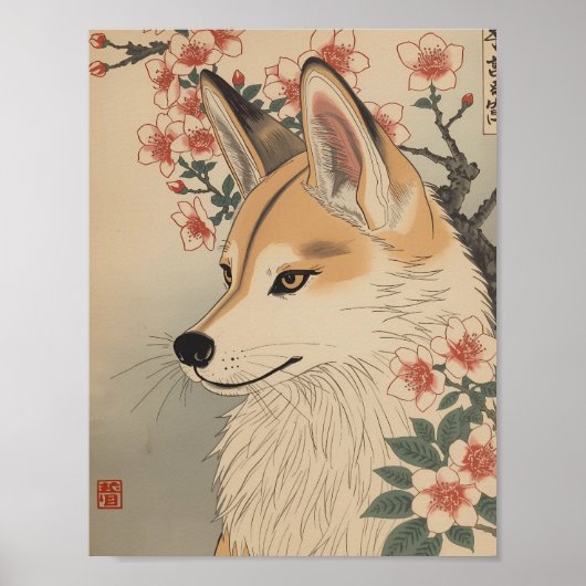 Kitsune & cherry blossom ポスター (正面)