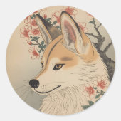 Kitsune & cherry blossom ラウンドシール (正面)