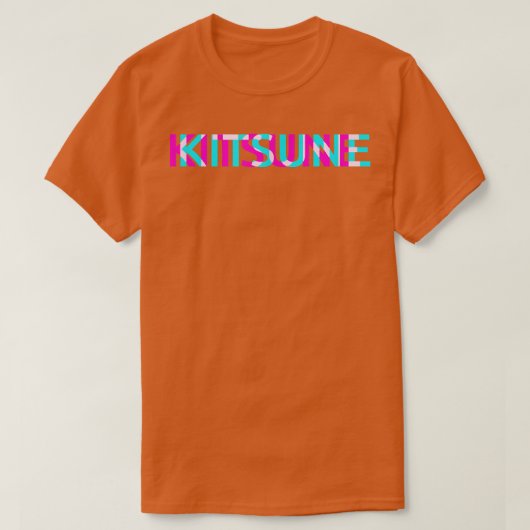 Kitsune Fox Japanese Glitch Anime Aesthetic Vaporw Tシャツ (デザイン正面)