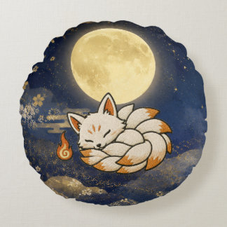 Kitsune Halloween Japanese Yokai Pillow ラウンドクッション