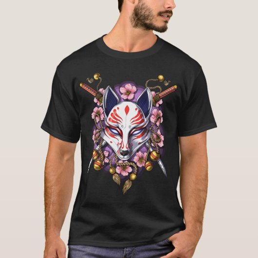 Kitsune Japanese Fox Mask Tシャツ (正面)
