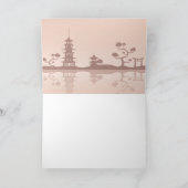 Kitsune Kokeshiの人形-かわいい黒いキツネの女の子 カード (内部)