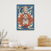 Kitsune Mask Art Horned Fox Spirit with Maple ポスター (キッチン)