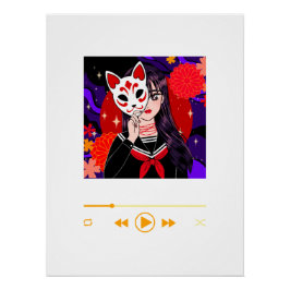 Kitsune Mask | Motivational Anime Wall Art ポスター