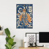 Kitsune Wall Art Japanese Fox Design - Bold Lines ポスター (ホームオフィス)