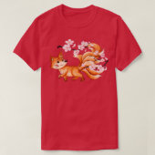 Kitsune Yokai Fox Fantasy Japanese Folklore Cherry Tシャツ (デザイン正面)
