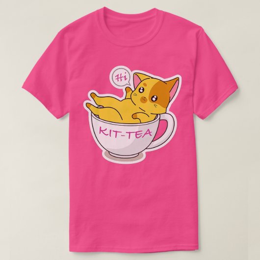 KitTea猫好きかわいいおもしろい猫5 Tシャツ (デザイン正面)