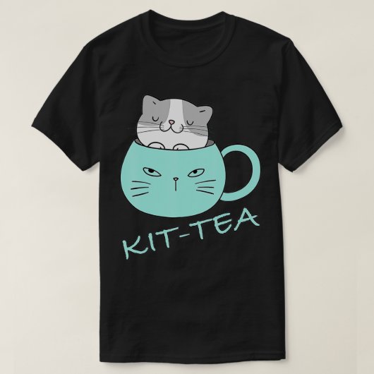 KitTea猫好きかわいいおもしろい猫 Tシャツ (デザイン正面)