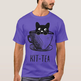 KitTea猫好きかわいいおもしろい黒猫 Tシャツ