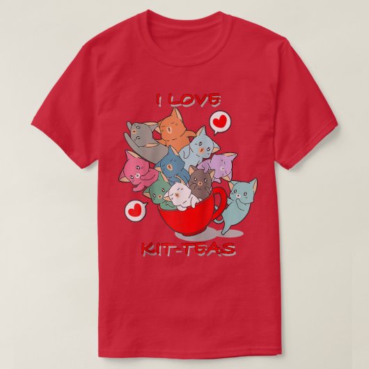 KitTea猫好き、かわいい猫おもしろいたち  Tシャツ (デザイン正面)