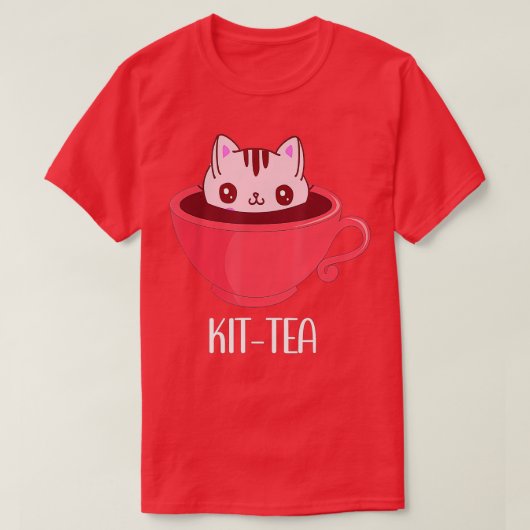 KitTea Cat Mug Kitティーカップかわいい猫好き Tシャツ (デザイン正面)