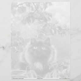 KittenとSpiderwebグレースケールのカラーリングページ