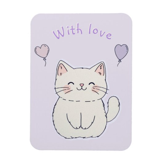  Kitten and hearts, personalized マグネット (縦)