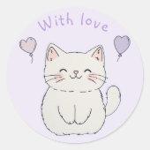 Kitten and hearts, personalized ラウンドシール (正面)