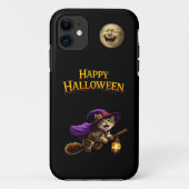 Kitten and laughing moon whimsical happy Halloween Case-Mate iPhoneケース (裏面)