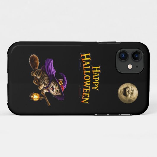 Kitten and laughing moon whimsical happy Halloween Case-Mate iPhoneケース (裏面(横))