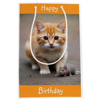 Kitten and Mouse  ミディアムペーパーバッグ