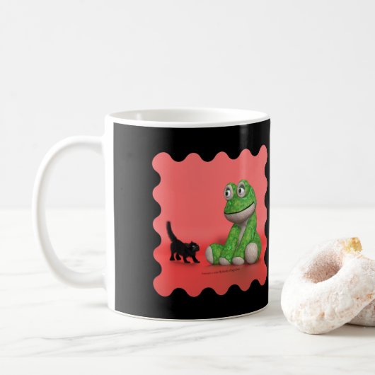 Kitten and plush-frog coffee mug コーヒーマグカップ (ドーナツ)