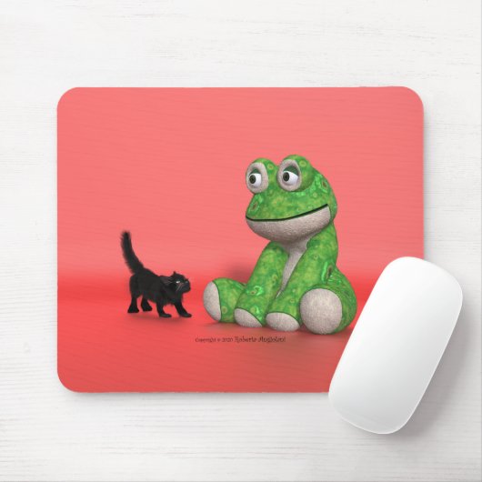 Kitten and plush-frog mouse pad マウスパッド (マウス)