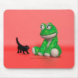 Kitten and plush-frog mouse pad マウスパッド