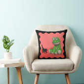 Kitten and plush-frog throw pillow クッション (椅子)