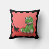 Kitten and plush-frog throw pillow クッション (裏面)