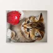 kitten and red love apple ジグソーパズル (横)