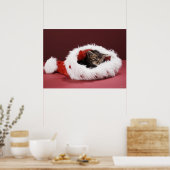 Kitten asleep in Christmas hat ポスター (キッチン)