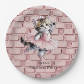 Kitten Ballerina Girl Birthday Party Paper Plates ペーパープレート (正面)